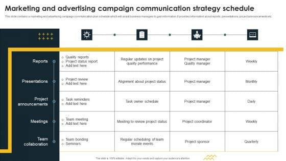 Marketing And Advertising Campaign Communication Strategy Schedule Information PDF