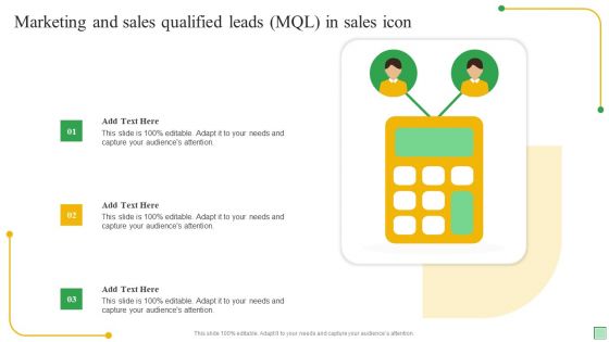 Marketing And Sales Qualified Leads MQL In Sales Icon Ppt Pictures Guidelines PDF