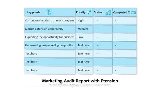 Marketing Audit Report With Etension Ppt PowerPoint Presentation Gallery Design Templates PDF