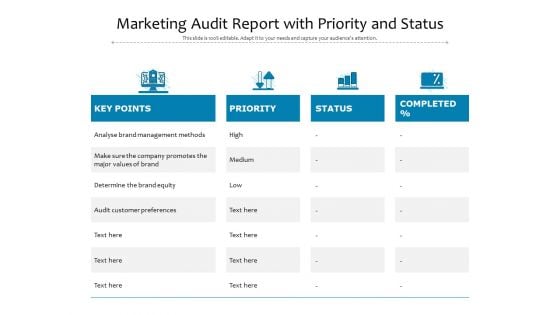 Marketing Audit Report With Priority And Status Ppt PowerPoint Presentation Gallery Guidelines PDF Marketing Audit Report With Priority And Status Ppt PowerPoint Presentation Gallery Guidelines PDF