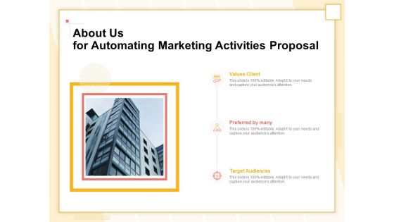 Marketing Automation About Us For Automating Marketing Activities Proposal Template PDF