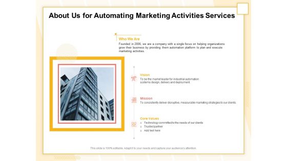 Marketing Automation About Us For Automating Marketing Activities Services Formats PDF Marketing Automation About Us For Automating Marketing Activities Services Formats PDF