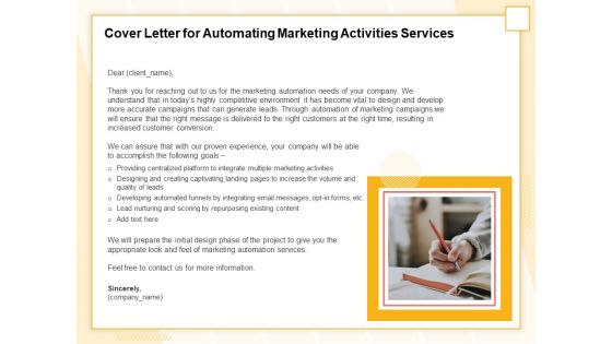 Marketing Automation Cover Letter For Automating Marketing Activities Services Formats PDF