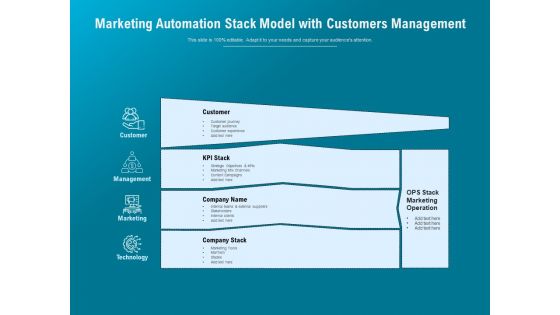 Marketing Automation Stack Model With Customers Management Ppt PowerPoint Presentation Gallery Example Introduction PDF