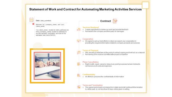 Marketing Automation Statement Of Work And Contract For Automating Marketing Activities Services Clipart PDF