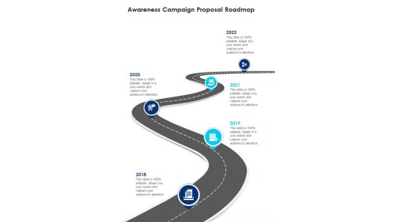 Marketing Awareness Campaign Proposal Awareness Campaign Proposal Roadmap One Pager Sample Example Document