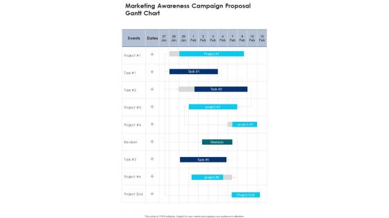 Marketing Awareness Campaign Proposal Gantt Chart One Pager Sample Example Document