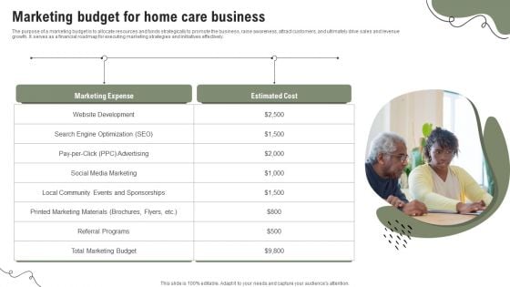 Marketing Budget For Home Care Business Microsoft PDF