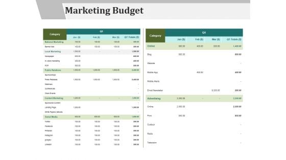 Marketing Budget Ppt PowerPoint Presentation Summary