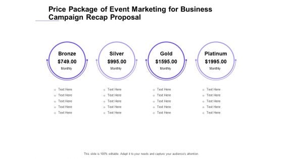 Marketing Campaign Price Package Of Event Marketing For Business Campaign Recap Proposal Brochure PDF