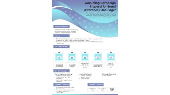 Marketing Campaign Proposal For Brand Awareness One Pager PDF Document PPT Template