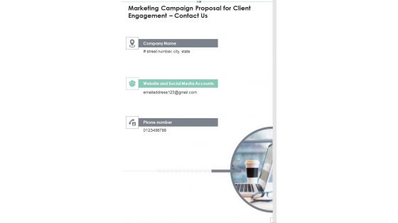 Marketing Campaign Proposal For Client Engagement Contact Us One Pager Sample Example Document Marketing Campaign Proposal For Client Engagement Contact Us One Pager Sample Example Document