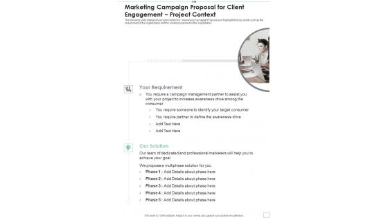 Marketing Campaign Proposal For Client Engagement Project Context One Pager Sample Example Document Marketing Campaign Proposal For Client Engagement Project Context One Pager Sample Example Document