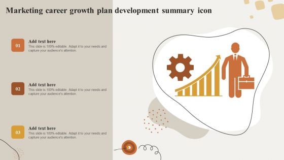 Marketing Career Growth Plan Development Summary Icon Ideas PDF