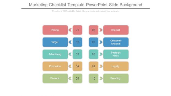 Marketing Checklist Template Powerpoint Slide Background