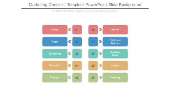 Marketing Checklist Template Powerpoint Slide Background