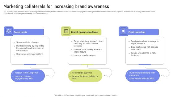 Marketing Collaterals For Increasing Brand Awareness Ppt PowerPoint Presentation Diagram Templates PDF