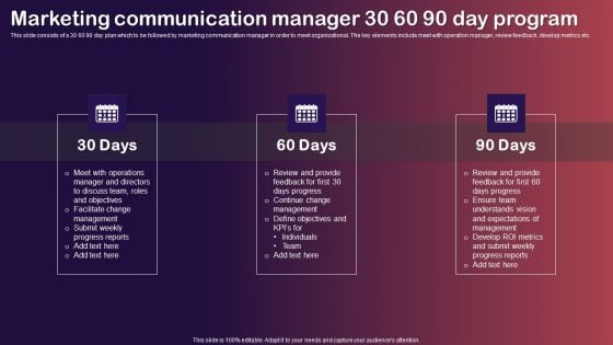 Marketing Communication Manager 30 60 90 Day Program Rules PDF Marketing Communication Manager 30 60 90 Day Program Rules PDF