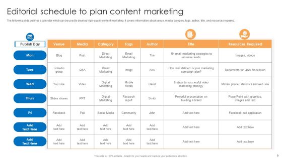 Marketing Content Schedule Ppt PowerPoint Presentation Complete Deck With Slides Slide08