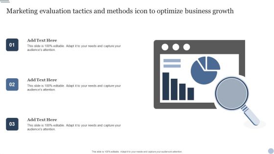 Marketing Evaluation Tactics And Methods Icon To Optimize Business Growth Ppt Outline Example File PDF