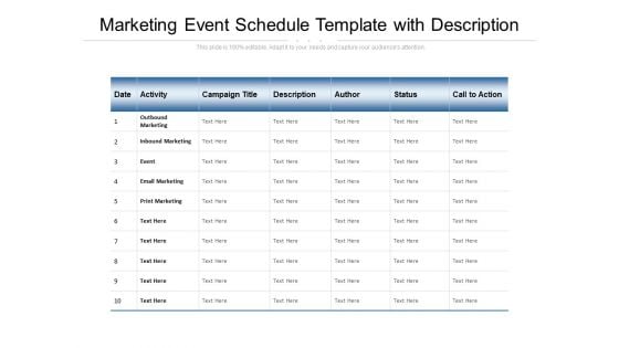 Marketing Event Schedule Template With Description Ppt PowerPoint Presentation Slides Influencers Marketing Event Schedule Template With Description Ppt PowerPoint Presentation Slides Influencers
