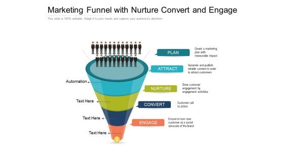 Marketing Funnel With Nurture Convert And Engage Ppt PowerPoint Presentation Diagram Templates PDF