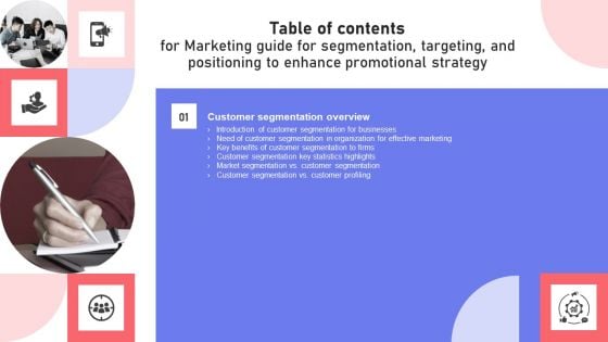 Marketing Guide Segmentation Targeting Positioning Enhance Promotional Strategy Table Of Contents Themes PDF