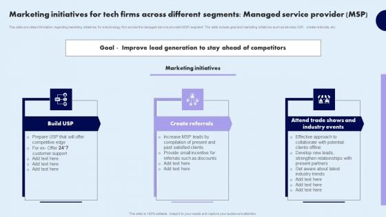 Marketing Initiatives For Tech Firms Across Different Segments Managed Service Provider MSP Diagrams PDF