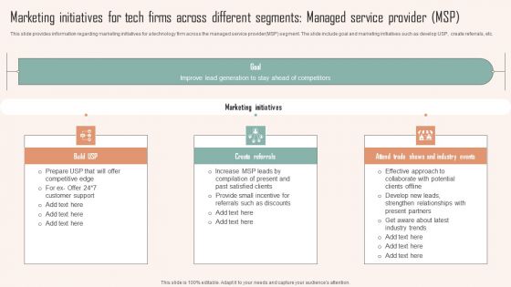Marketing Initiatives For Tech Firms Across Different Segments Managed Service Provider MSP Ppt PowerPoint Presentation Diagram Images PDF Marketing Initiatives For Tech Firms Across Different Segments Managed Service Provider MSP Ppt PowerPoint Presentation Diagram Images PDF
