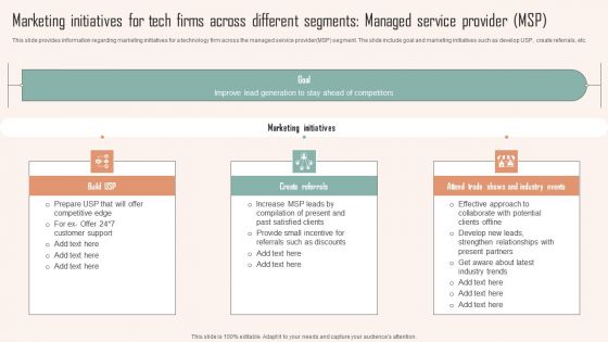 Marketing Initiatives For Tech Firms Across Different Segments Managed Service Provider MSP Ppt PowerPoint Presentation Diagram Images PDF