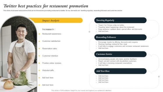 Marketing Initiatives To Promote Fast Food Cafe Twitter Best Practices For Restaurant Promotion Structure PDF