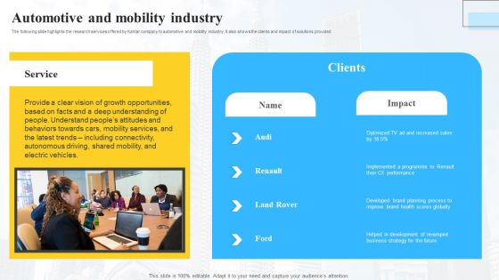 Marketing Insights Company Profile Automotive And Mobility Industry Sample PDF