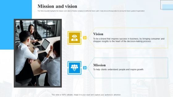 Marketing Insights Company Profile Mission And Vision Mockup PDF