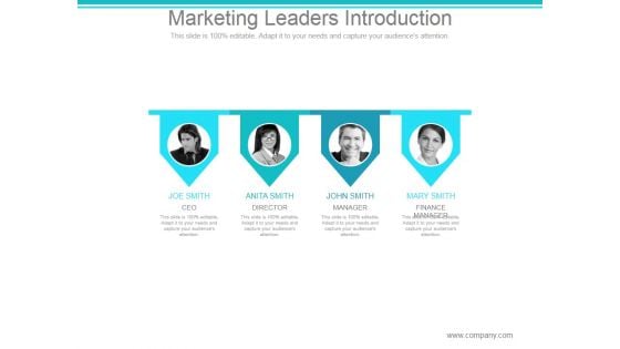 Marketing Leaders Introduction Ppt PowerPoint Presentation Slide