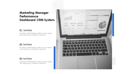 Marketing Manager Performance Dashboard CRM System Ppt PowerPoint Presentation Show Backgrounds PDF