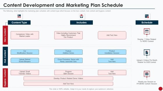 Marketing Manual For Product Promotion On Youtube Channel Content Development And Marketing Plan Schedule Formats PDF