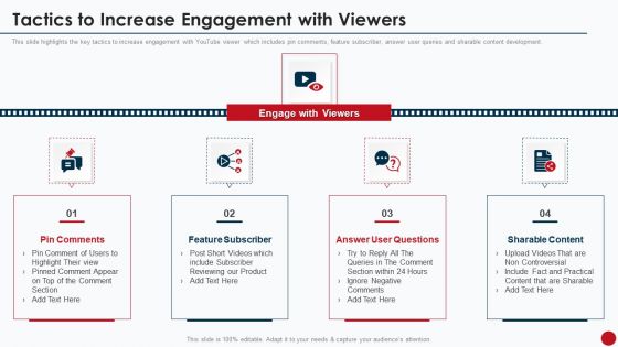 Marketing Manual For Product Promotion On Youtube Channel Tactics To Increase Engagement With Viewers Themes PDF