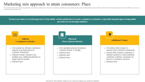 Marketing Mix Approach To Attain Consumers Place Ppt Infographic Template Objects PDF