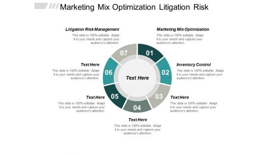 Marketing Mix Optimization Litigation Risk Management Inventory Control Ppt PowerPoint Presentation Infographics Show