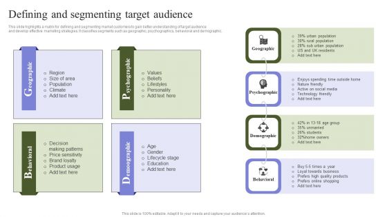 Marketing Mix Strategy Handbook Defining And Segmenting Target Audience Information PDF