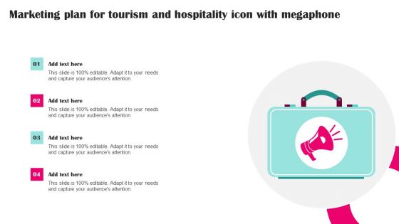 Marketing Plan For Tourism And Hospitality Icon With Megaphone Clipart PDF