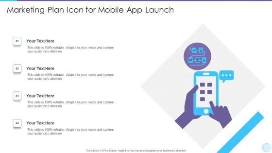 Marketing Plan Icon For Mobile App Launch Ideas PDF