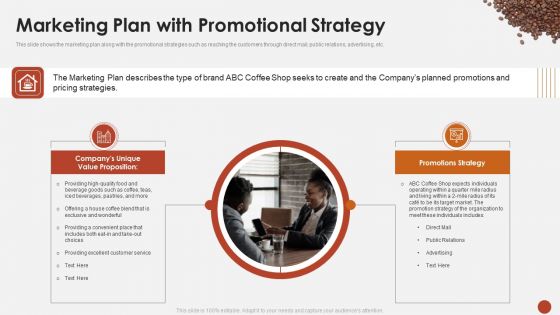 Marketing Plan With Promotional Strategy Blueprint For Opening A Coffee Shop Ppt Portfolio Images PDF