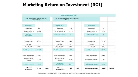 Marketing Return On Investment ROI Ppt PowerPoint Presentation Summary Icon