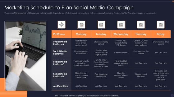 Marketing Schedule To Plan Social Media Campaign Diagrams PDF