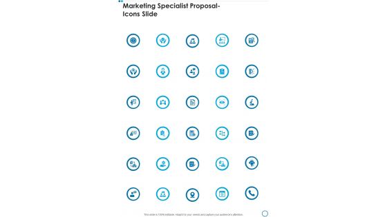 Marketing Specialist Proposal Icons Slide One Pager Sample Example Document Marketing Specialist Proposal Icons Slide One Pager Sample Example Document
