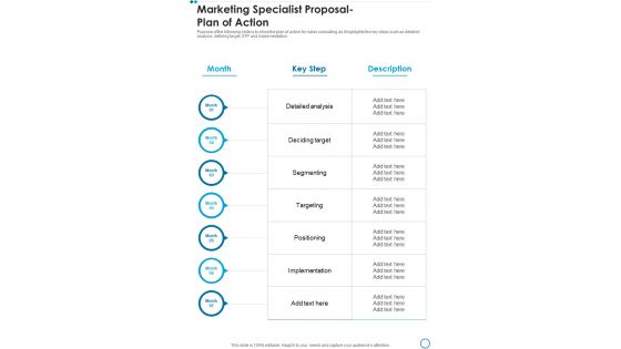 Marketing Specialist Proposal Plan Of Action One Pager Sample Example Document Marketing Specialist Proposal Plan Of Action One Pager Sample Example Document