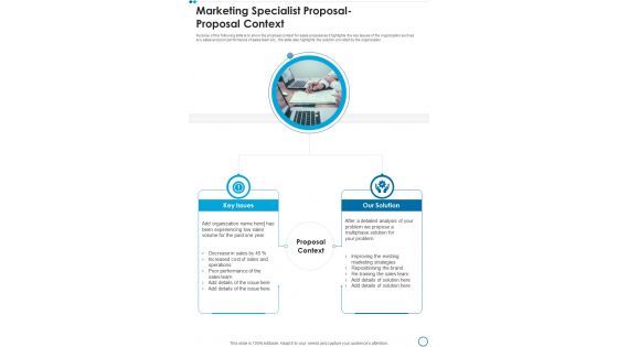 Marketing Specialist Proposal Proposal Context One Pager Sample Example Document