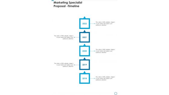 Marketing Specialist Proposal Timeline One Pager Sample Example Document