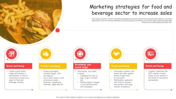 Marketing Strategies For Food And Beverage Sector To Increase Sales Slides PDF